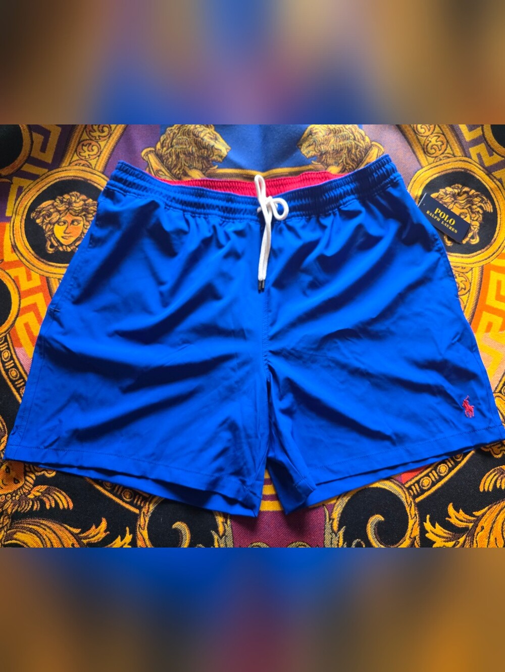 Polo by Ralph Lauren Royal Blue Swim Trunks with Red Waistband